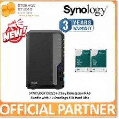 SYNOLOGY 2-Bay Diskstation DS225+ Synology Plus Series HAT3300 2 x 8TB